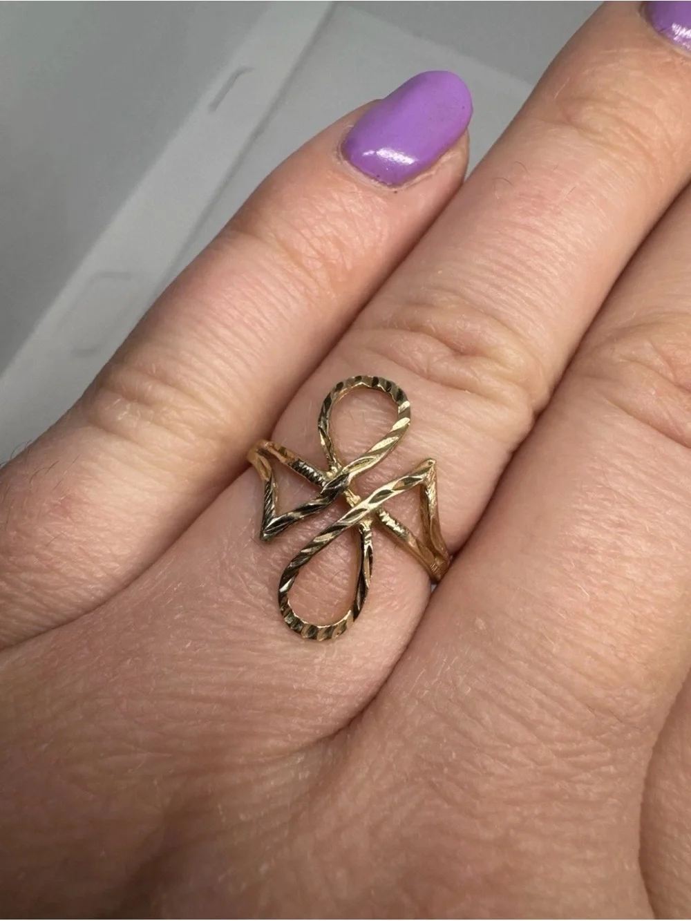 Vintage 14K 585 Yellow Gold Infinity Ring Size 6 Abstract Twisted Design